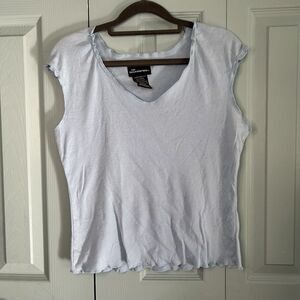 Y2K No Boundaries Cropped Top Light Blue Lettuce Trim V-neck Juniors Large 11/13
